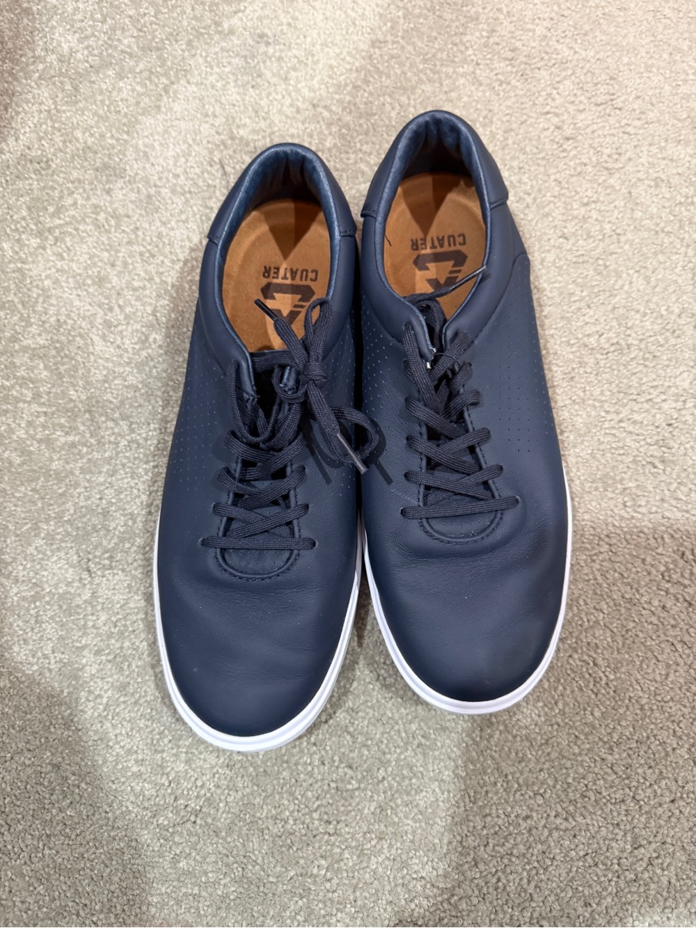Travis Mathew Navy Leather Sneakers with White Sole